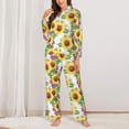 thumbnail image 2 of Yiaed Sunflowers Print Pajamas Women's Long Sleeve Sleepwear Soft Button Down Loungewear Pjs Lounge Set Nightwear Womens Pajama Pants-Small, 2 of 7