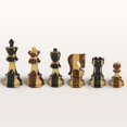 thumbnail image 1 of Inlaid Sheesham and Ebony Lacquered Double Weight Old Russian Chess Pieces, 1 of 1