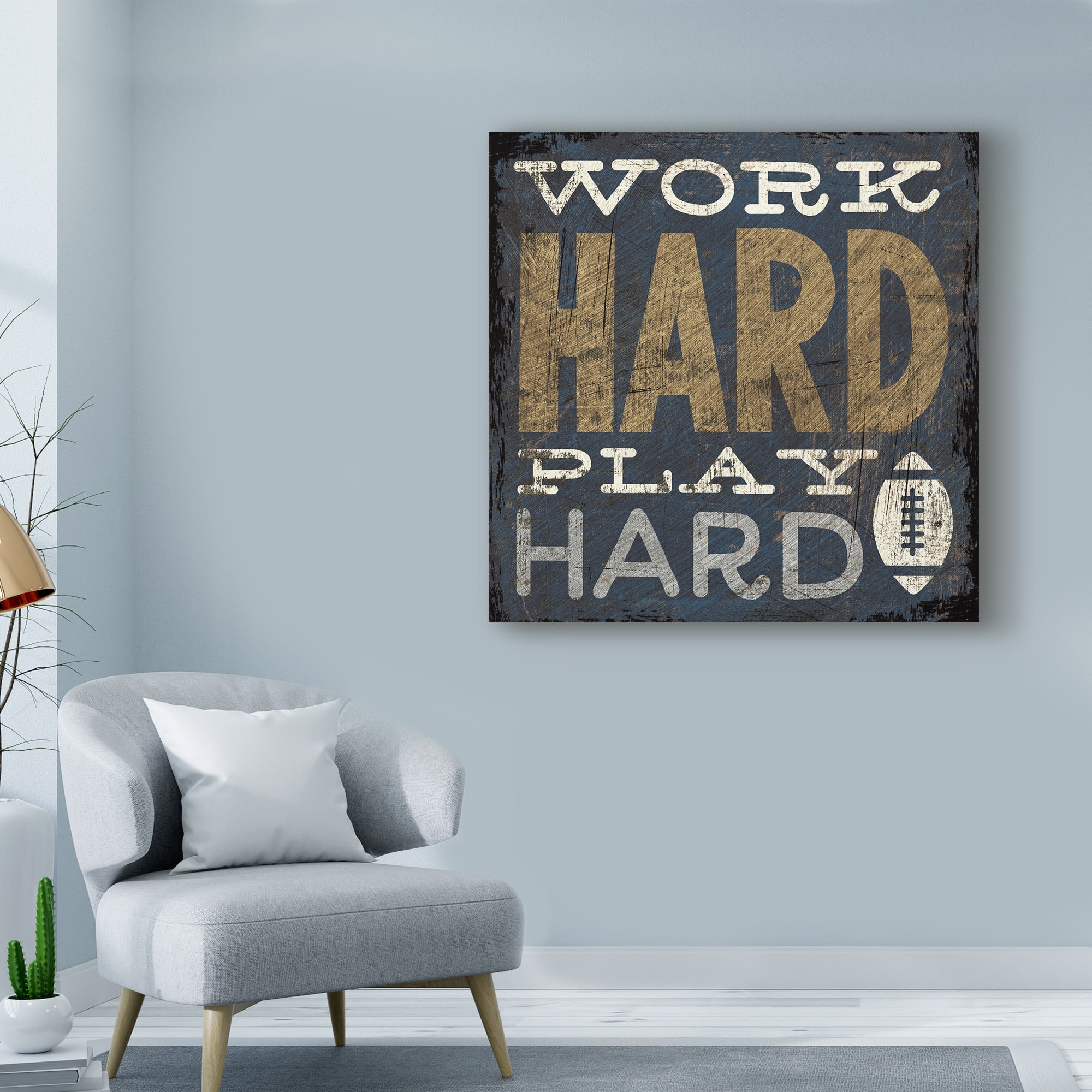 Trademark Fine Art 'Football V Blue' Canvas Art by Michael Mullan