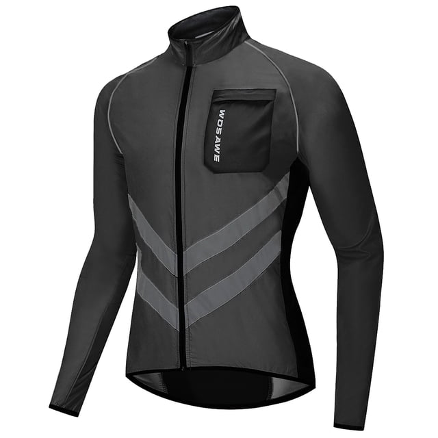 Veste de Cyclisme pour Hommes Coupe-Vent Réfléchissante à Manches Longues Veste de Cyclisme en Jersey pour Cyclisme, Course, Jogging