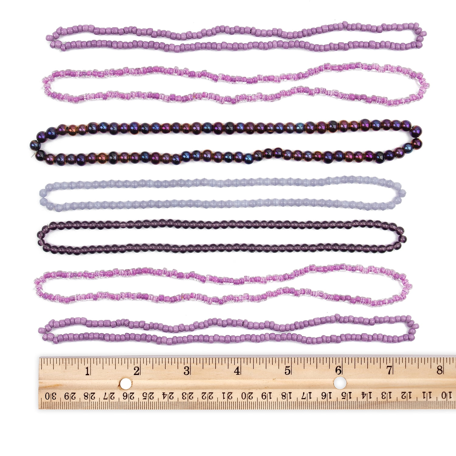 (2 pack) Cousin DIY Unisex Purple/Gray/Pink Glass Seed Bead Strand, 104 Inch, 824 Pieces