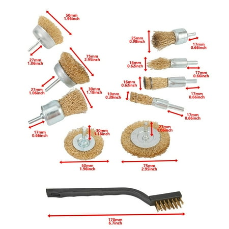 

BCLONG 10pcs brass wire brush disc brush cup brushes round brush for drill