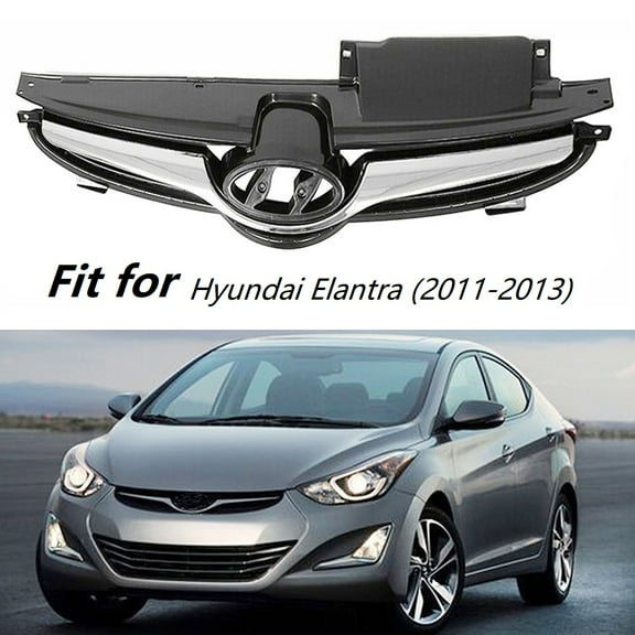 Fit for Hyundai Elantra 2011-2013 Front Upper Grille Chrome / Black Grill