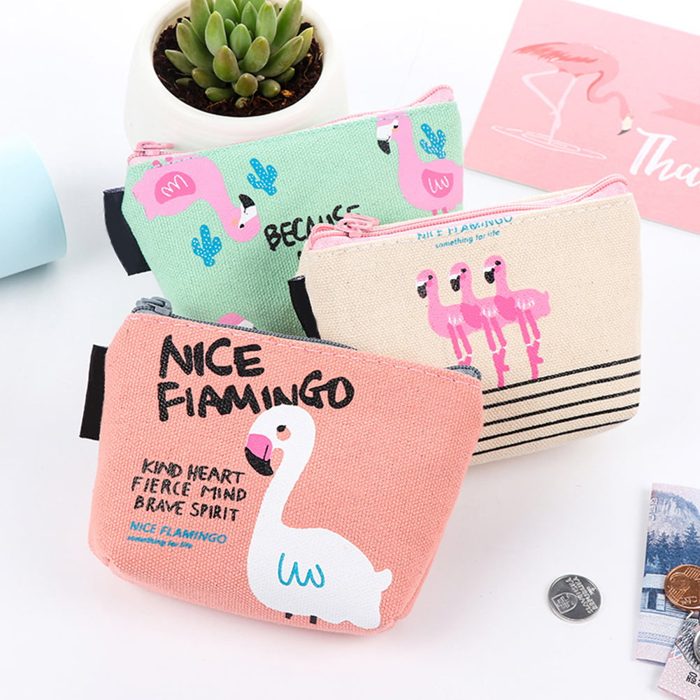 Sperrins Stylish Cute Cartoon Flamingos Coin Purse Card Holder Cash Zipper Wallet Bag Gift
