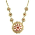 thumbnail image 3 of 1928 Jewelry Orange And Coral Enamel Flower Pendant Necklace 16" + 3" Extender, 3 of 3