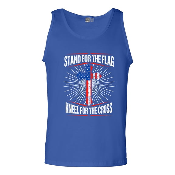 I Stand For The Flag Kneel For The Cross American Flag USA DT Adult Tank Top