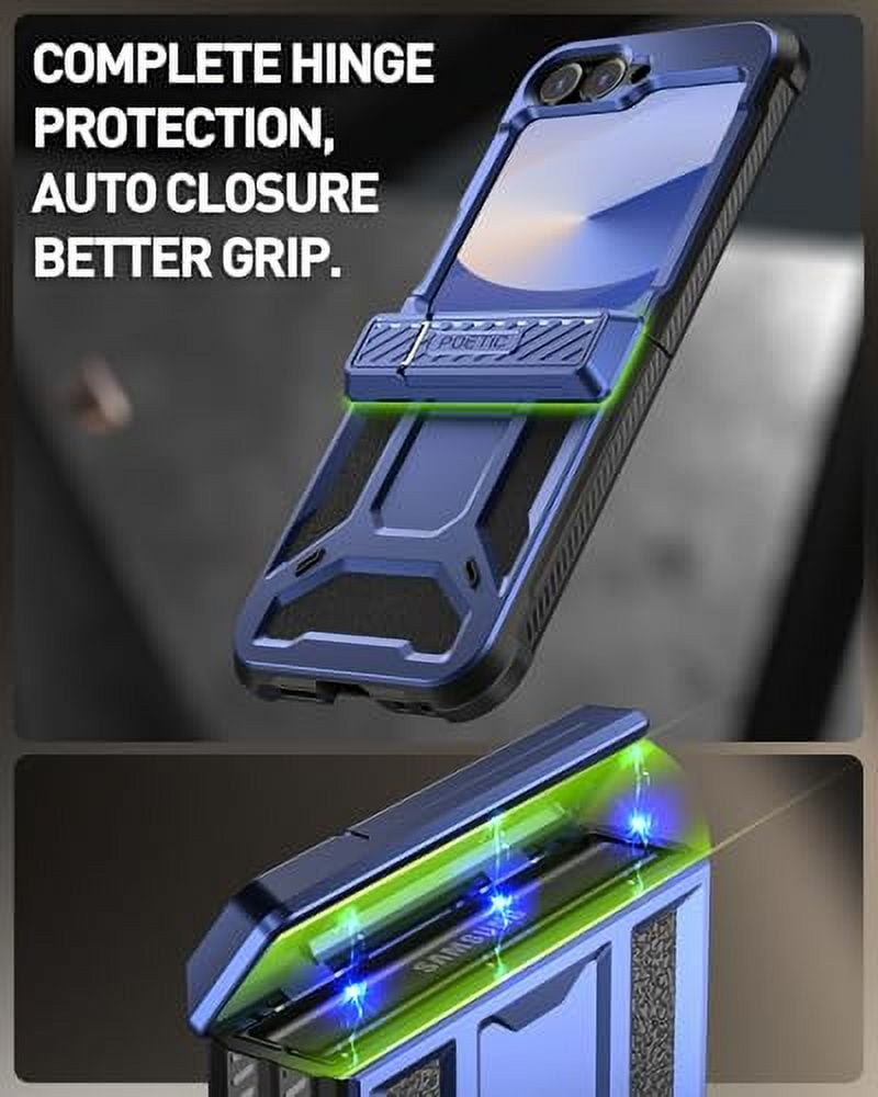 Poetic Spartan Case for Samsung Galaxy Z Flip 6 5G (2024) [Kickstand][Built-in Screen Protector] Midnight Blue