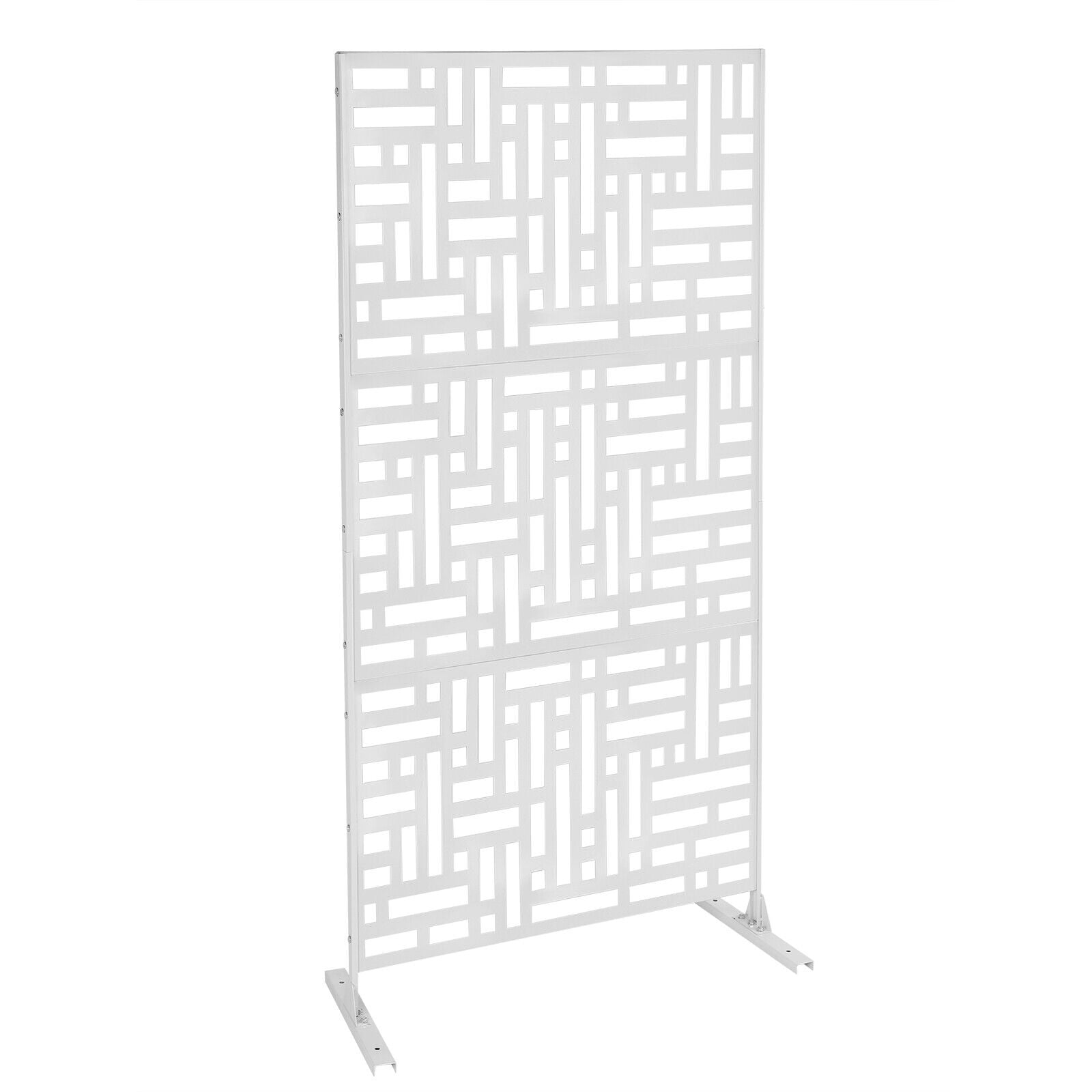 Outdoor Privacy Screen with Stand,6.2ft High Block Metal Decorative