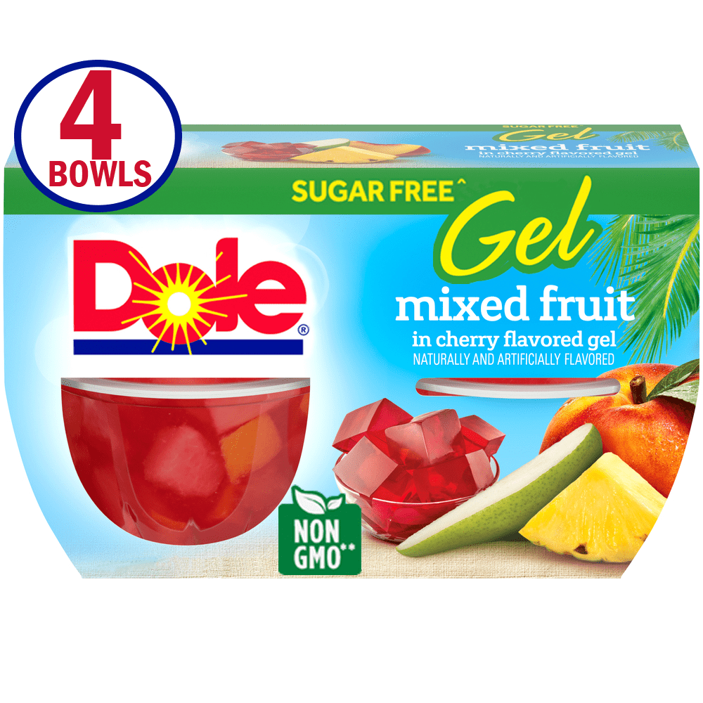 Dole Fruit Bowls Mixed Fruit in Sugar Free Cherry Flavored Gel, 4.3 Oz