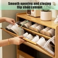 thumbnail image 3 of Shoe Cabinet with 3 Rattan Flip Drawers Bamboo Shoe Storage Organizer with Coat Hooks Freestanding Entryway Hallway Closet Living Room Furniture Natural Color, 3 of 9