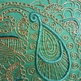 thumbnail image 2 of Green Pillow Cover, 24x24 inch (60x60 cm) Linen Throw Pillow Cover, Square Zardozi Embroidery Indian Paisley Pillow, Green Pillow Cover 24x24 inch (60x60 cm) - Paisley Seas, 2 of 4