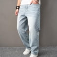 thumbnail image 3 of Baggy Jeans Men Straight Stylish Comfortable Denim Pants Menswear Underwear Plain Casual Beige 113 Baggy Pants Jean, 3 of 6