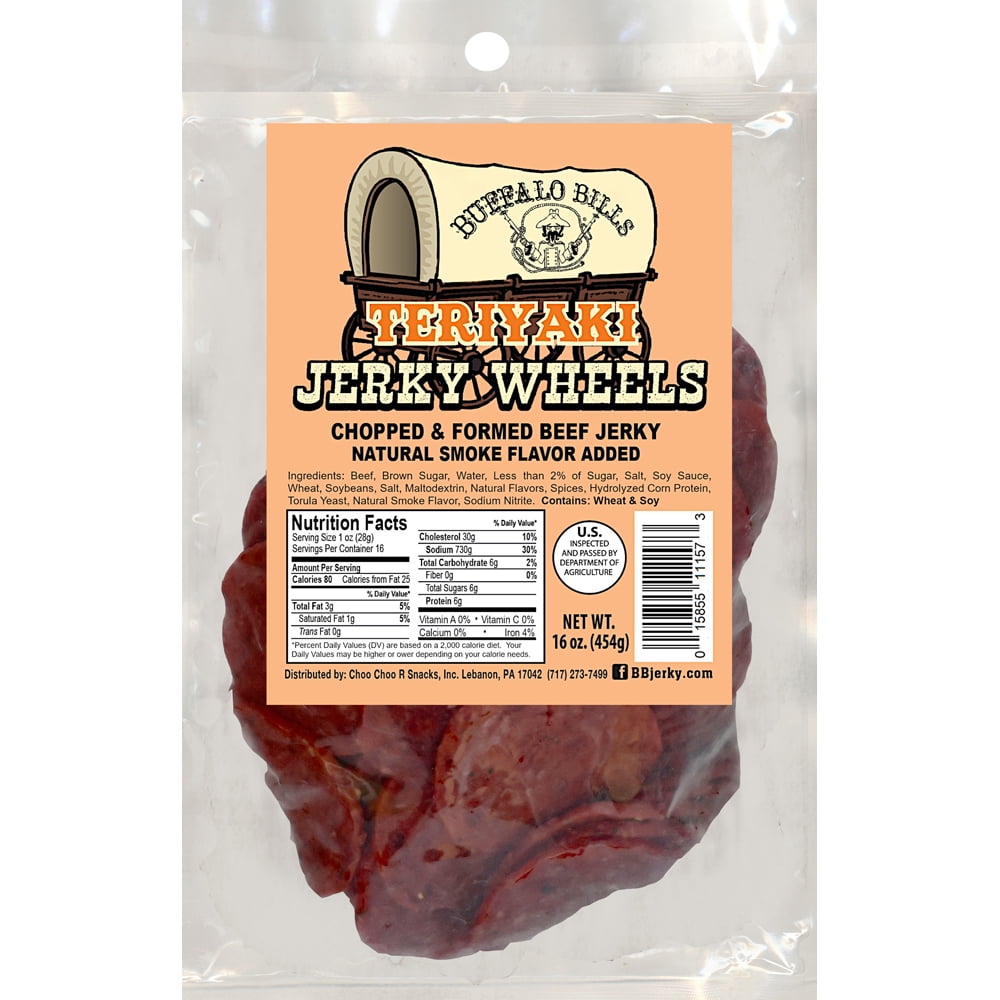 Buffalo Bills Teriyaki Beef Jerky Wheels (Circles) - Two 16oz Packs