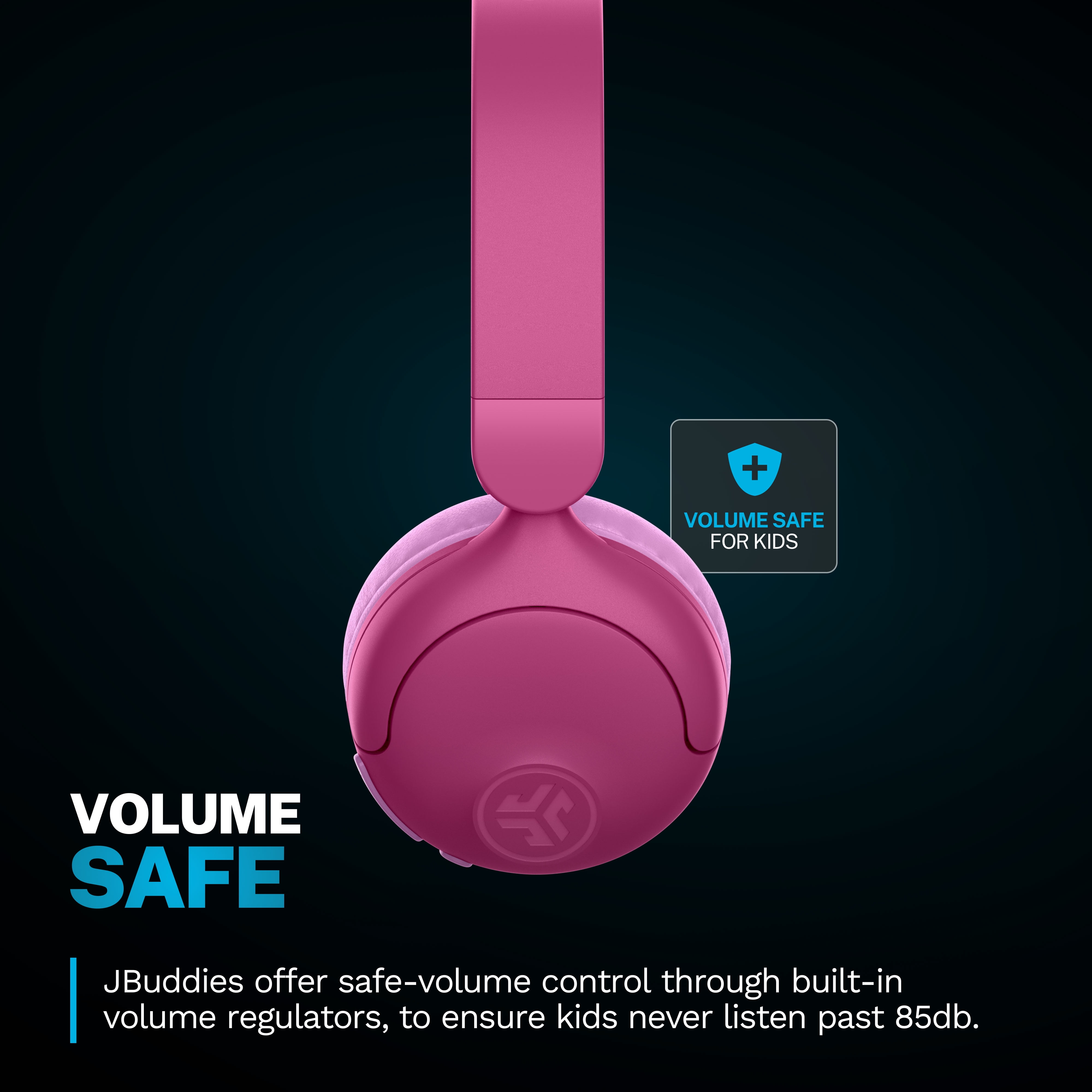 JLab JBuddies Pop Wireless Kids Headphones, 2 in 1 Wireless + Wired, Volume Safe, Pink thumbnail 10