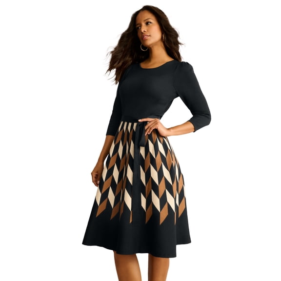 Roaman's Women's Plus Size Pleated Sweater Dress