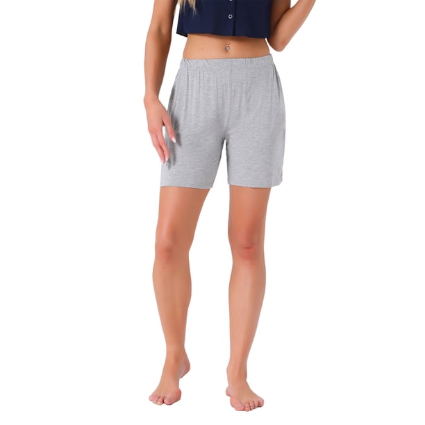 Pantalones cortos de pijama de modal para mujer INSPIRE CHIC, suaves y cómodos, con bolsillos, pantalones cortos elásticos de boxeador para dormir, talla M, gris claro