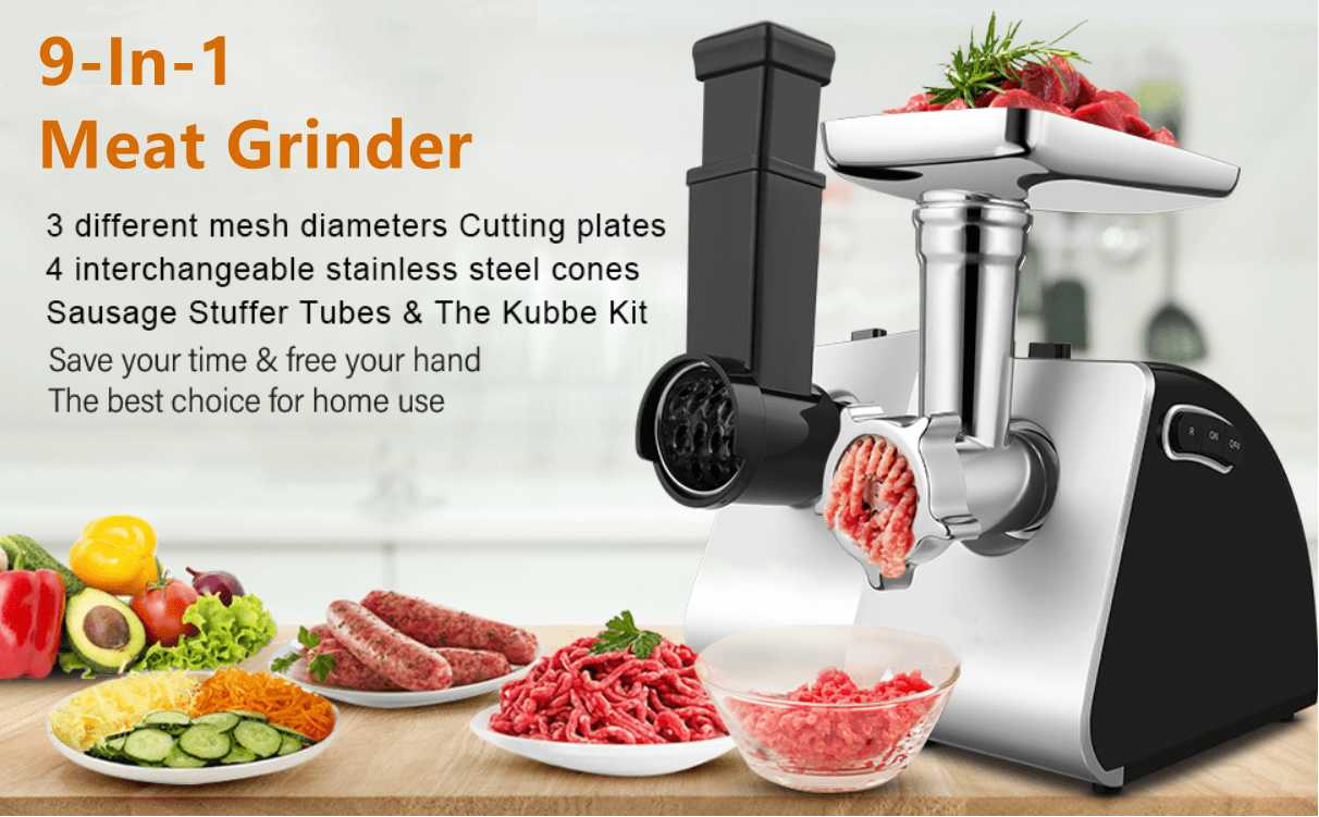 CHEFFANO Meat Grinder Electric, 350W[2000W Max] Electric Meat Grinder,  Molino De Carne, Meat Mincer with Stainless Steel 2 Blades and 3 Plates
