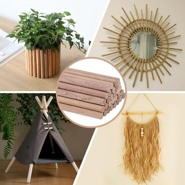 30PCS Wooden Dowel Pole Walnut Craft Pole Round