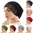 thumbnail image 2 of ZQUUVOU Malaysia Hijab Cap for Women Lce Trim Breathable Muslim Solid Color Tube Cap Headband for Daily Wear White, 2 of 2