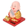 thumbnail image 4 of Estatua de Buda con energía solar, diseño de monje, con movimiento automático, para el hogar, coche, talla L, color dorado, 4 of 14