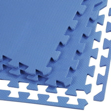 Clevr 96 Sq Ft Eva Foam Floor Mat Blue Interlocking Exercise Mat
