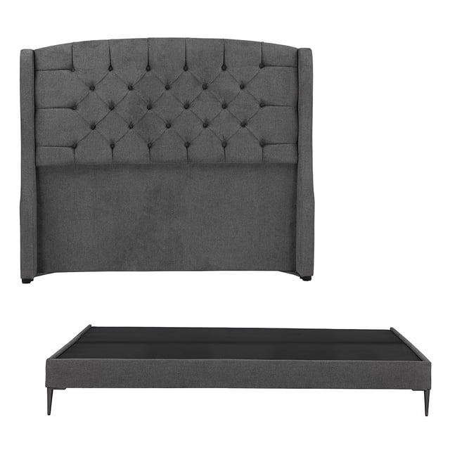 Cabecera King Size Sitka Gris+ Box Base Cama Slim King Size