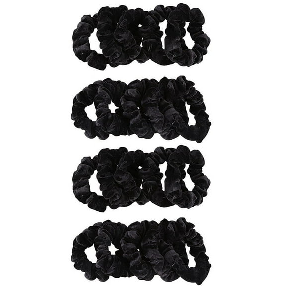 20 Pack Black Velvet Scrunchie Hair Elastics Bobbles Bands