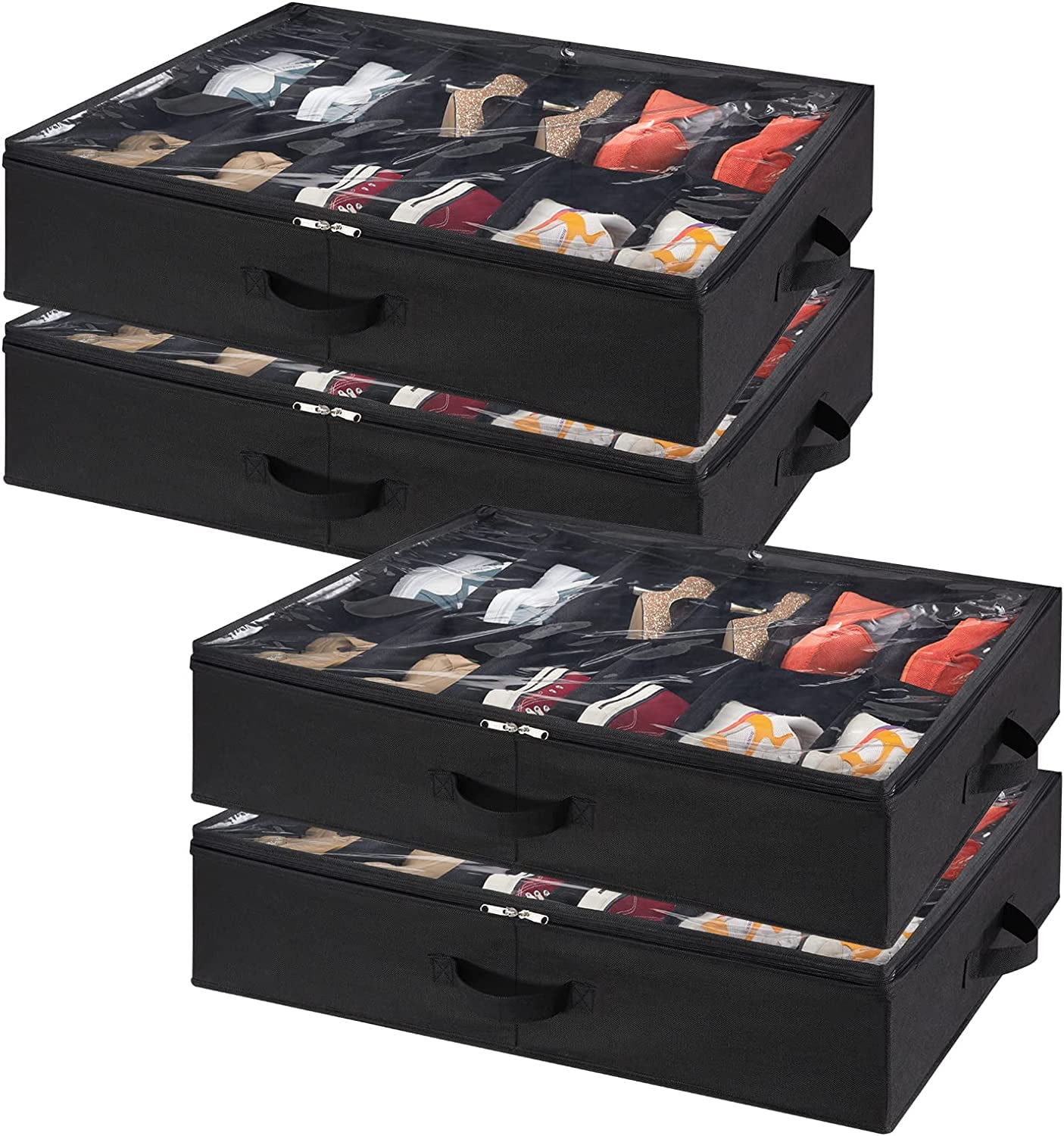 Lifewit Under Bed Shoe Storage Organizer Set of 4, Foldable Fabric