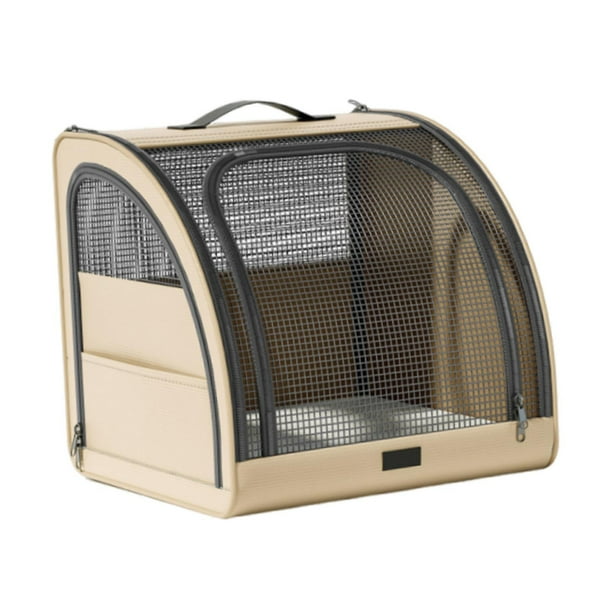 Mochila transportadora para gatos, bolsa de viaje, mochila para mascotas, transpirable, multifuncional Beige