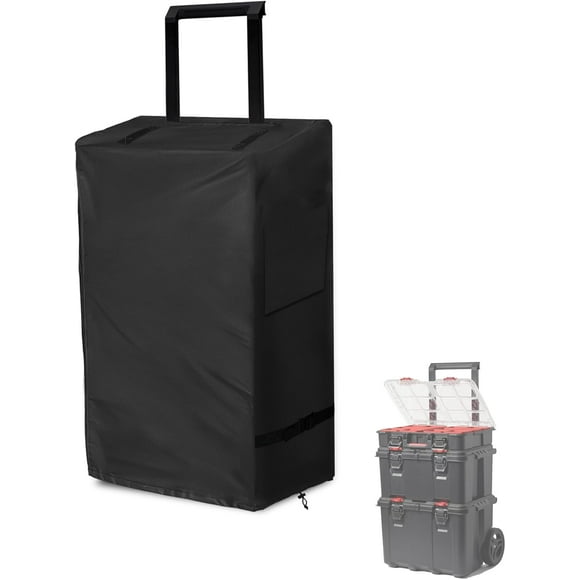UTAH-Rolling Tool Box Cover for Stackable Tool Box System with Wheels, Black