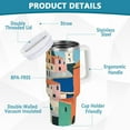 thumbnail image 2 of Yayeee 30oz Stainless Steel Tumbler with Straw and Handle Double-Wall Insulated Travel Water Bottle, Art City, 2 of 8