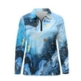 thumbnail image 4 of Yuyamidu Blue Marble Print Golf Shirts for Women Size 2XL Comfortable1/4 Zip Long Sleeve Athletic Shirts Golf T Shirts Fashion Tennis Tops, 4 of 8