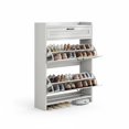 thumbnail image 1 of Organisateur d'Armoire à Chaussures Moderne - Rangement Caché avec 2 Tiroirs Rabattables - Étagère d'Entrée Autoportante Compacte - MDF avec Poignée en Métal, 1 of 10
