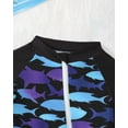 thumbnail image 5 of KIMI BEAR 12 Months Infant Baby Boys One-piece Swimsuit 18 Months Swimwear Full Zipper UPF 50+ Sun Protection Shark Print One Piece Bathing Suit Rash Guard and Hat Beachwear Sunsuit Blue, 5 of 10