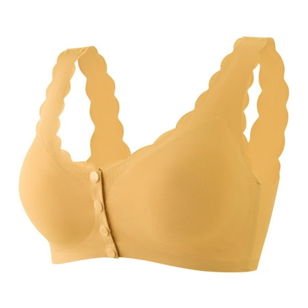 Pavied Nursing Bras Wireless Bras Front Closure Bras Women Plus Szie Daily Every Day Push Up Breathable Underwear Bra Bralettes Seamless Bras Womens Bras Yellow 3XL