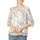 thumbnail image 1 of INSPIRAR CHIC Blusa de Chifón Floral para Mujeres de Manga 3/4 Cuello Redondo con Dobladillo Volante Blanco-Rosa Floral 3XL, 1 of 7