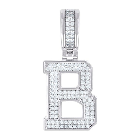 925 Sterling Silver Unisex 0.61ct Moissanite Letter Name Personalized Monogram Initial Alphabet B Charm Pendant Necklace