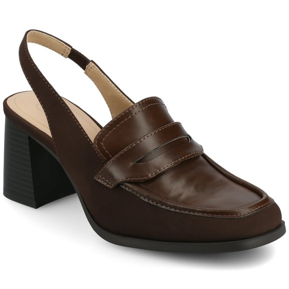 Journee Womens Henrika Moc Toe Open Heel Comfort Pumps