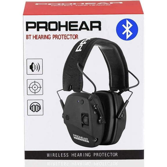 PROHEAR 030 Bluetooth 5.0 Electronic Shooting Ear Protection Earmuffs, Noise Reduction Sound Amplification Hearing Protector for Gun Range and Hunting - Black