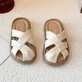 thumbnail image 4 of Viluyesy Girls Slide Sandals Kids Summer Criss Cross Open Toe Slip On Lightweight Casual Shoes White Size 3 Big Kids, 4 of 6