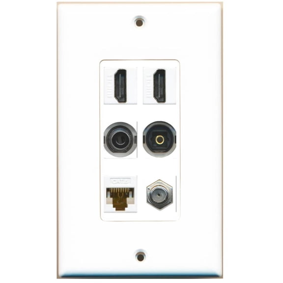 Ultra Spec Cables 2 Port HDMI Coax Cat6 3.5mm Toslink Wall Plate DecorZ