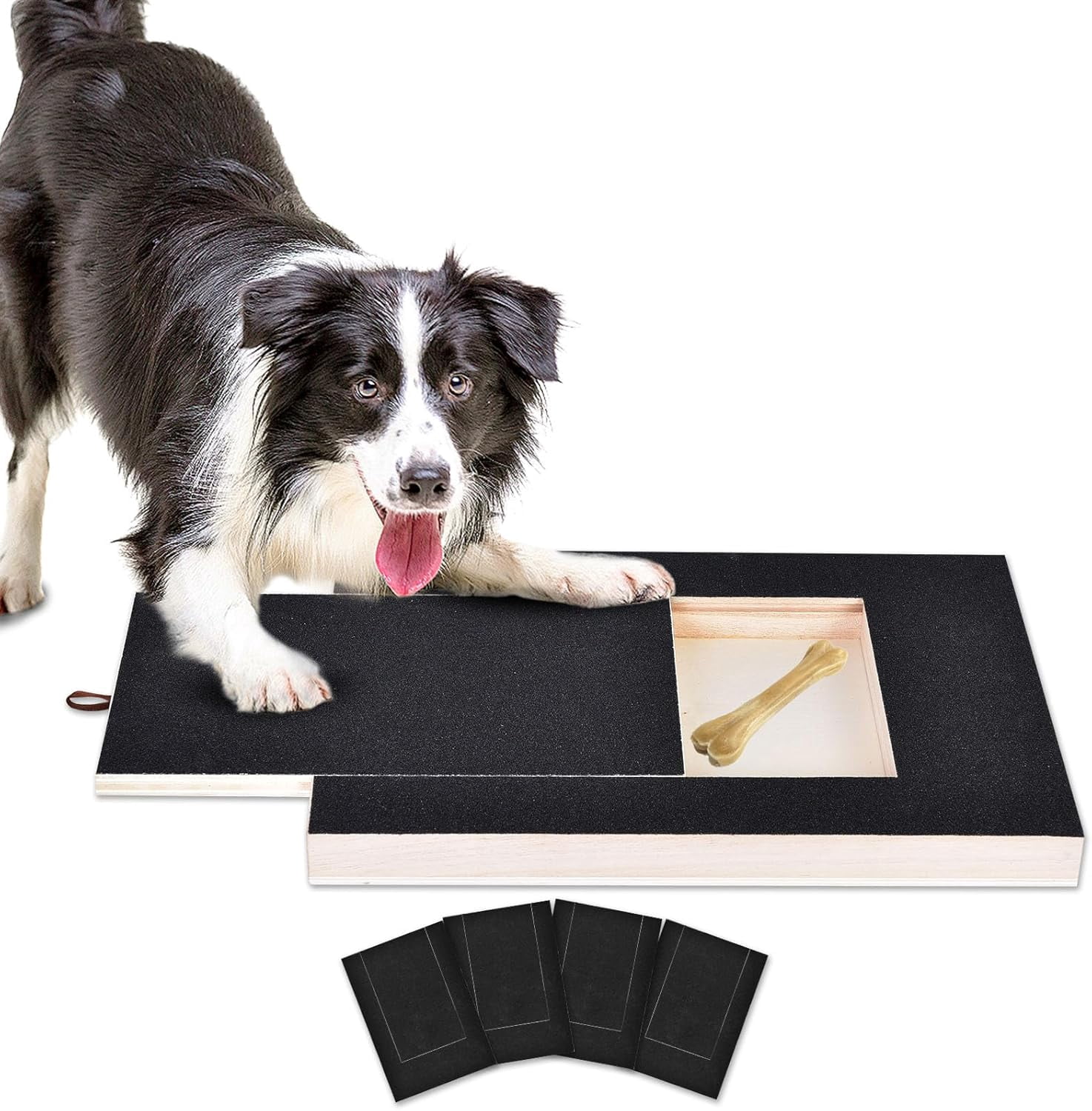 Dog Nail Scratch Board with Treat Box & Drawer - Large Dog Scratch Pad for Nail Care, Puppy Nail File Toy  (Cat Scratcher Friendly)