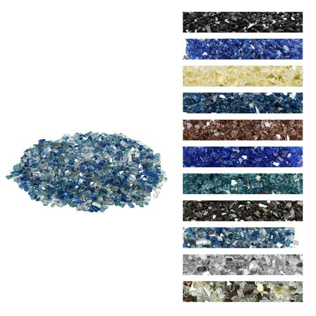 VEVOR Fire Glass, 10 LBS / 4.5 KG Fireplace Rocks, 1/2-Inch / 12.7 mm Reflective Firepit Glass Rock, High Luster & Smokeless Stone Landscaping for Fire Pit Table, Cobalt Blue   Aqua Blue   Clear