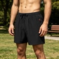thumbnail image 2 of Besolor Athletic Shorts for Men Summer Lightweight Casual Loose Fitness Running Drawstring Elastic Waist Zipper Pockets Shorts(Small,Black), 2 of 7