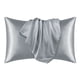 thumbnail image 1 of Deconovo Juego de 2 fundas de almohada King de seda satinada, gris oscuro, con cierre de sobre, protector de lujo para el cabello y la piel., 1 of 8