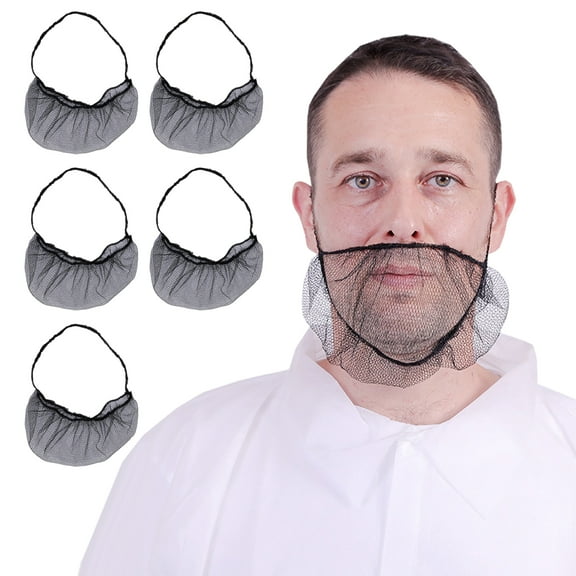 100Pcs Disposable Nylon Beard Net Breathable Heavy Duty Elastic Band Food Service Cooking Black Men Beard Guard Protector Mesh Cover -Black