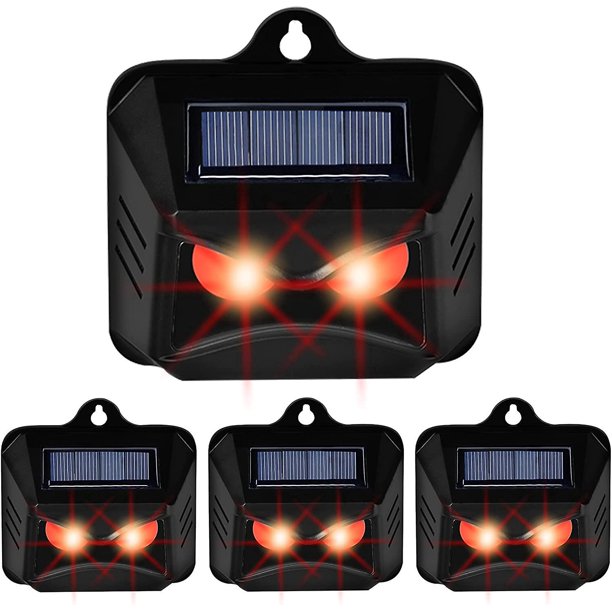 Repelente de animales, dispositivos de disuasión de animales nocturnos para ojos de depredador con energía solar con luces LED rojas, repelente de animales de guardia nocturna que asusta a C