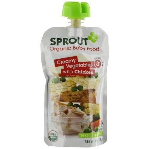 Sprout Organic Baby Food Stage 3 Pouches, Creamy Vegetables with Chicken, 4.5 Ounce (Pack of 5