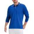 thumbnail image 4 of Men's Classic Regular Fit Solid Color Long Sleeves Business Golf Polo Shirt XL Royal Blue, 4 of 6
