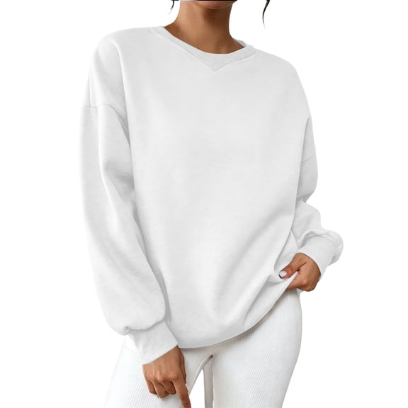 HAiming Long Sleeve Shirts for Women Loose Solid Color Casual Classic Pullover Sweatshirts Fall Winter Going out Blouses